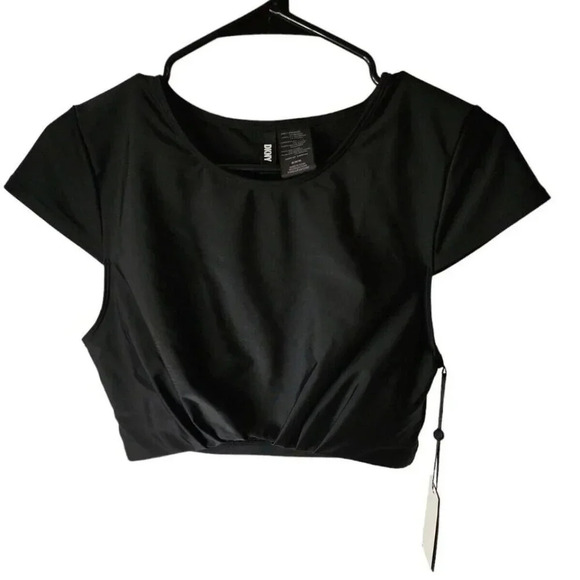 DKNY SWIM Gym Womens Cropped Beach Bikini (and Play) Top Black Size Medium NWT - Picture 4 of 12